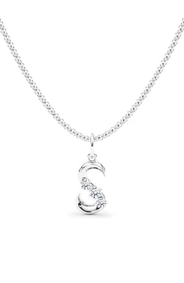 HauteCarat Graduated Lab Created Diamond Initial Letter Pendant Necklace in