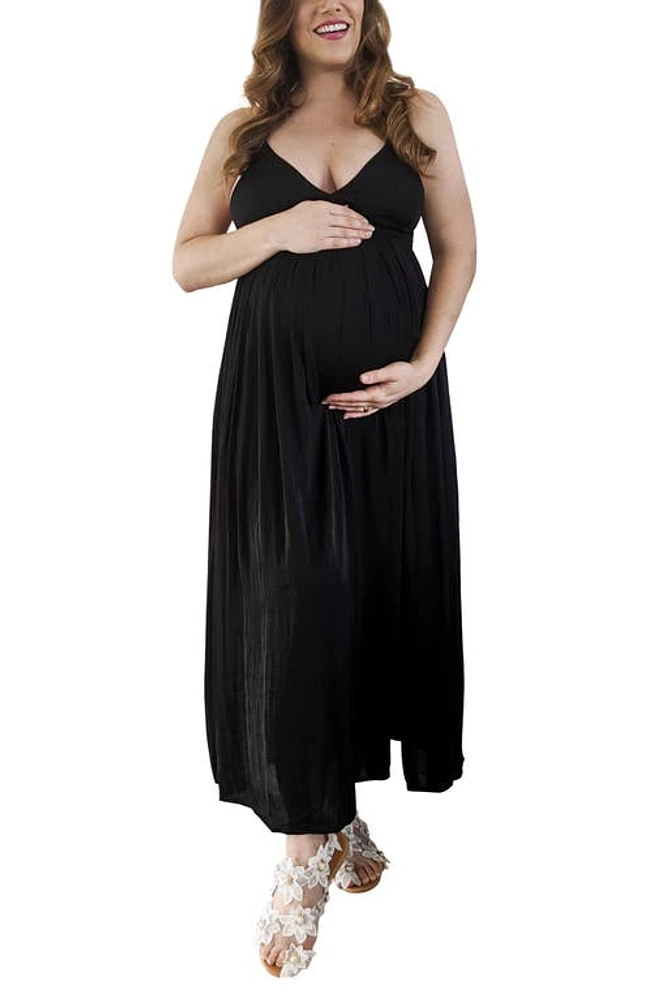 Emilia George Oxord Maternity/Nursing Sundress in Oxford Black at Nordstrom, Size Large