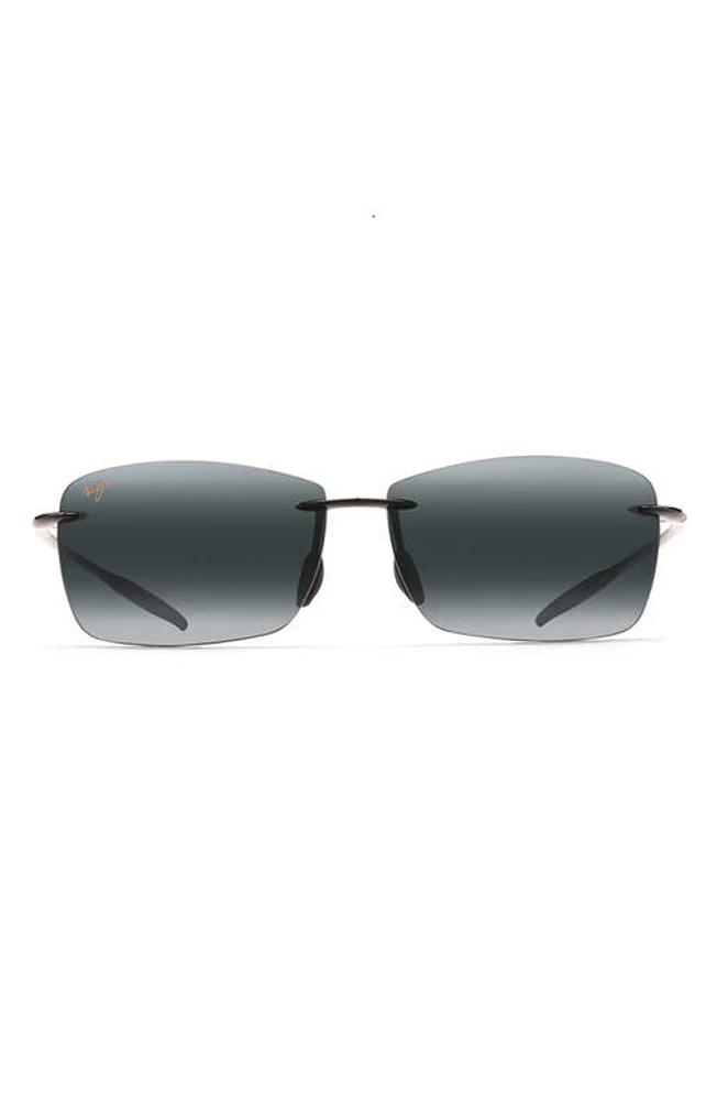 Maui Jim Lighthouse 65mm PolarizedPlus2 Oversize Rimless Sunglasses in Gloss Black at Nordstrom