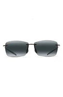 Maui Jim Lighthouse 65mm PolarizedPlus2 Oversize Rimless Sunglasses in Gloss Black at Nordstrom