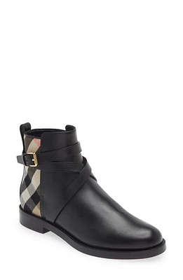 burberry Pryle House Check Bootie Black/Archive Beige at Nordstrom,