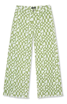 Truce Kids' Check Wide Leg Jeans Light Green at Nordstrom,