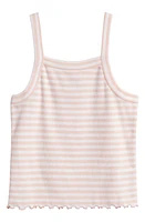 Nordstrom Kids' Rib Lettuce Hem Tank Sunshine Stripe at