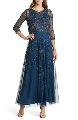 Pisarro Nights Beaded Mesh Gown with Jacket at Nordstrom,