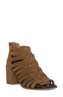 Donald Pliner Snakeskin Embossed Block Heel Cage Sandal Saddle at Nordstrom,