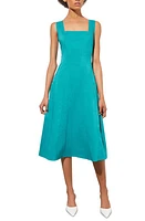 Ming Wang Square Neck Cotton Blend Fit & Flare Midi Dress Bermuda at Nordstrom,