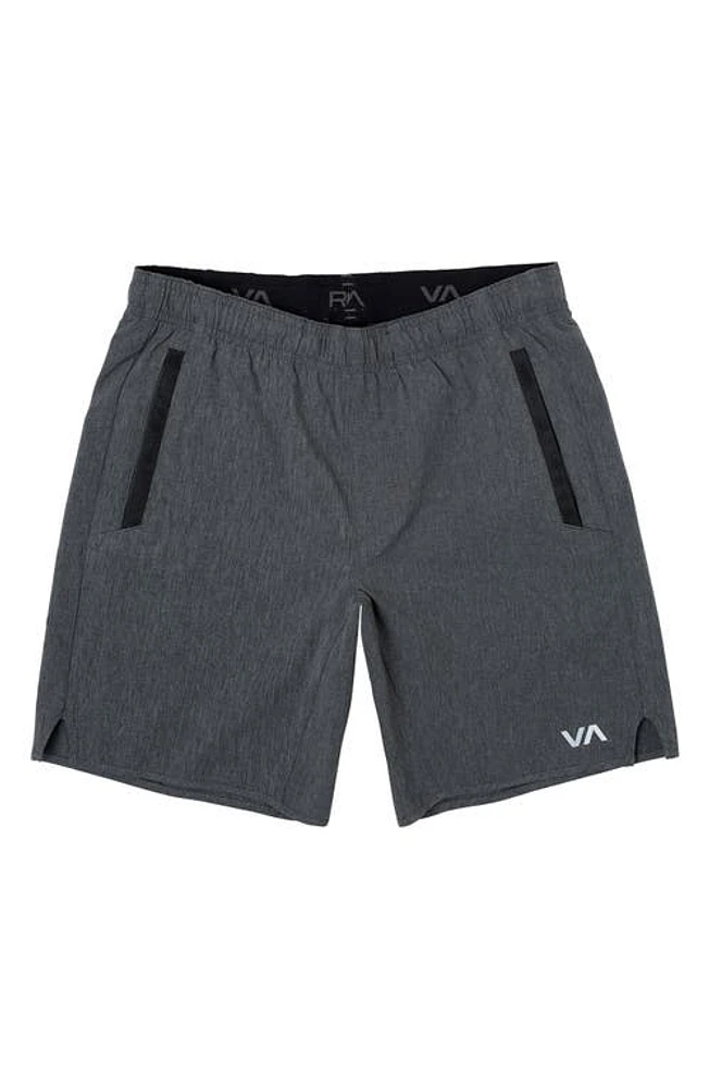 RVCA Kids' Yogger Camo Stretch Shorts Charcoal Heather at Nordstrom,