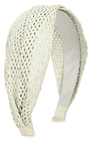 Tasha Wide Straw Headband in White at Nordstrom