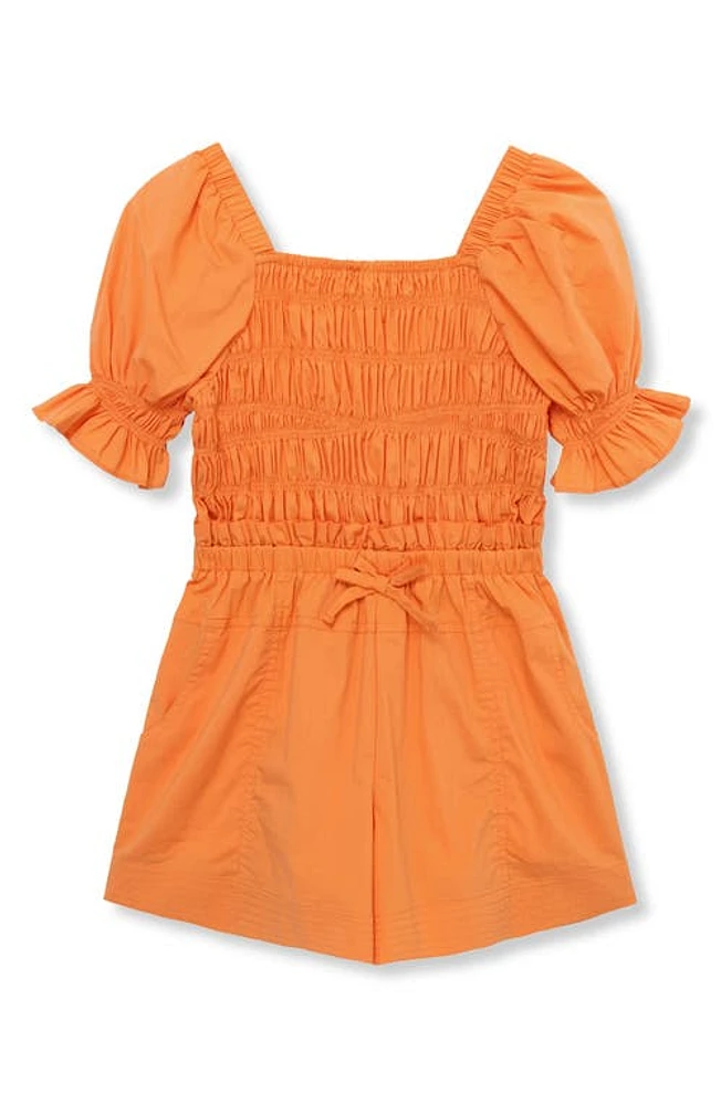 Habitual Kids Kids' Smocked Paperbag Waist Romper Orange at Nordstrom,