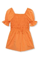 Habitual Kids Kids' Smocked Paperbag Waist Romper Orange at Nordstrom,