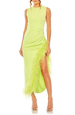 Mac Duggal Feather Trim Asymmetric Dress at Nordstrom,