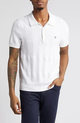 Original Penguin Geometric Jacquard Cotton Polo Sweater Bright White at Nordstrom,