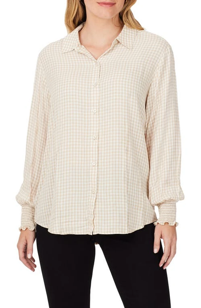 Foxcroft Astiria Glitter Plaid Button-Up Shirt Ivory Multi at Nordstrom,