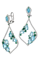 SAVVY CIE JEWELS Sterling Silver CZ Cluster Open Drop Earrings in Blue at Nordstrom