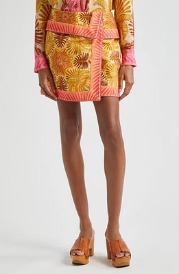 FARM Rio Palm Scarf Print Miniskirt Sand at Nordstrom,