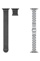 The Posh Tech Assorted 2-Pack Stainless Steel Apple Watch Watchbands in Silver /Black at Nordstrom