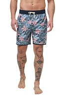 TravisMathew Summer Glow Swim Trunks Heather Total Eclips at Nordstrom,