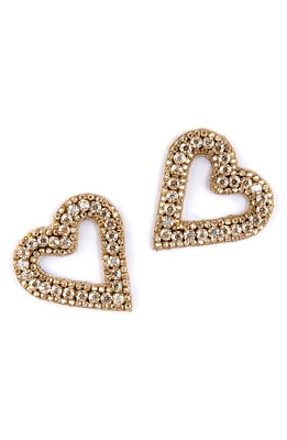 Deepa Gurnani Bia Crystal Pavé Heart Drop Earrings in Gold at Nordstrom