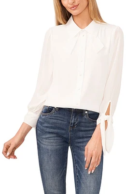 CeCe Tie Detail Bracelet Sleeve Button-Up Top at Nordstrom,