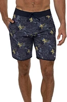 TravisMathew Becan Ruins Scallop Swim Trunks in Heather Dress Blues at Nordstrom, Size 38