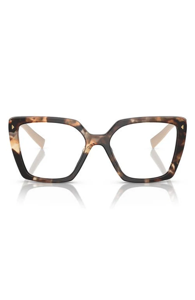 Prada 51mm Square Optical Glasses in Brown Tort at Nordstrom