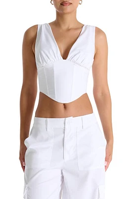 Naked Wardrobe Lace-Up Back Sleeveless Corset Top White at Nordstrom,