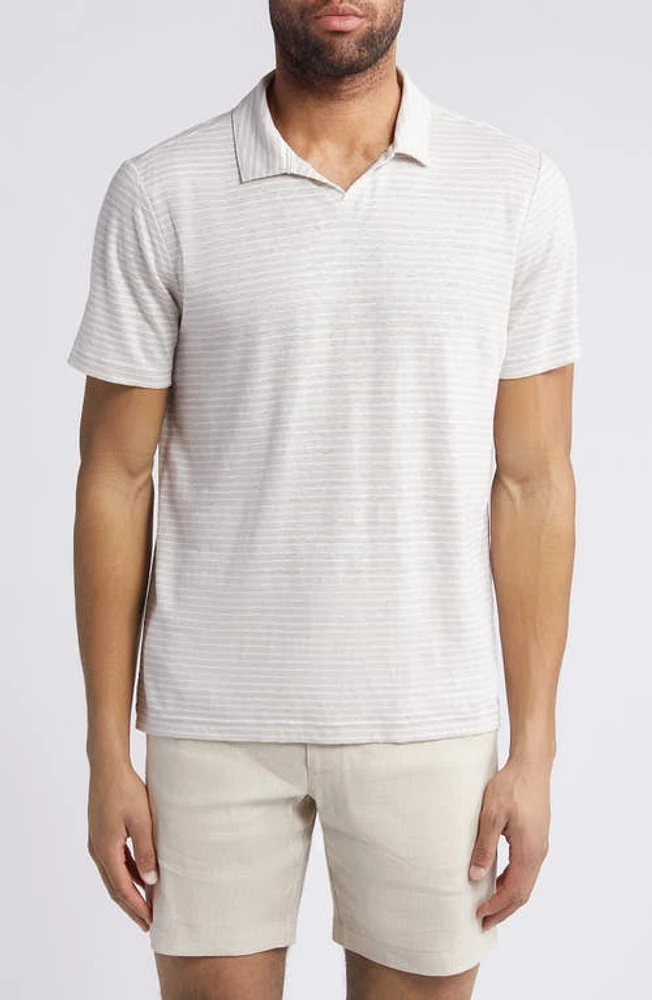 Nordstrom Johnny Collar Linen Polo at Nordstrom,