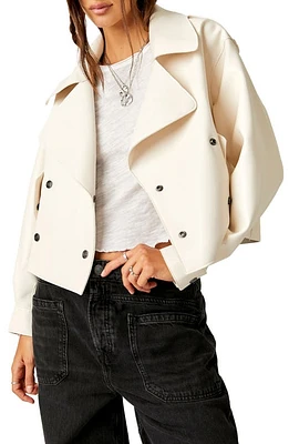 Free People Alexis Faux Leather Jacket Ivory at Nordstrom,