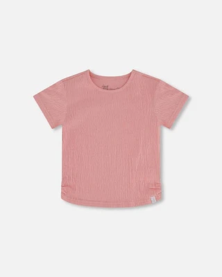 Deux Par Deux Girl's Crinkle Jersey Top Silver Pink at Nordstrom