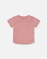 Deux Par Deux Girl's Crinkle Jersey Top Silver Pink at Nordstrom