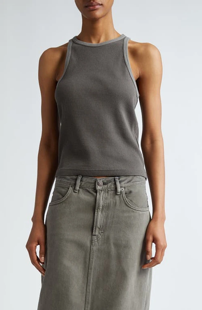 Acne Studios Eris Waffle Knit Racerback Tank in Faded Black at Nordstrom, Size X-Large