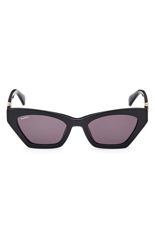 Max Mara 52mm Cat Eye Sunglasses in Shiny Black /Smoke at Nordstrom