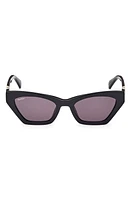 Max Mara 52mm Cat Eye Sunglasses in Shiny Black /Smoke at Nordstrom