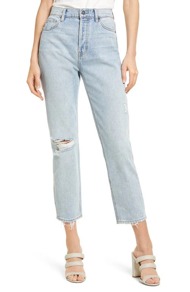 HIDDEN Jeans High Waist Fray Hem Nonstretch Straight Leg Light Wash at Nordstrom,