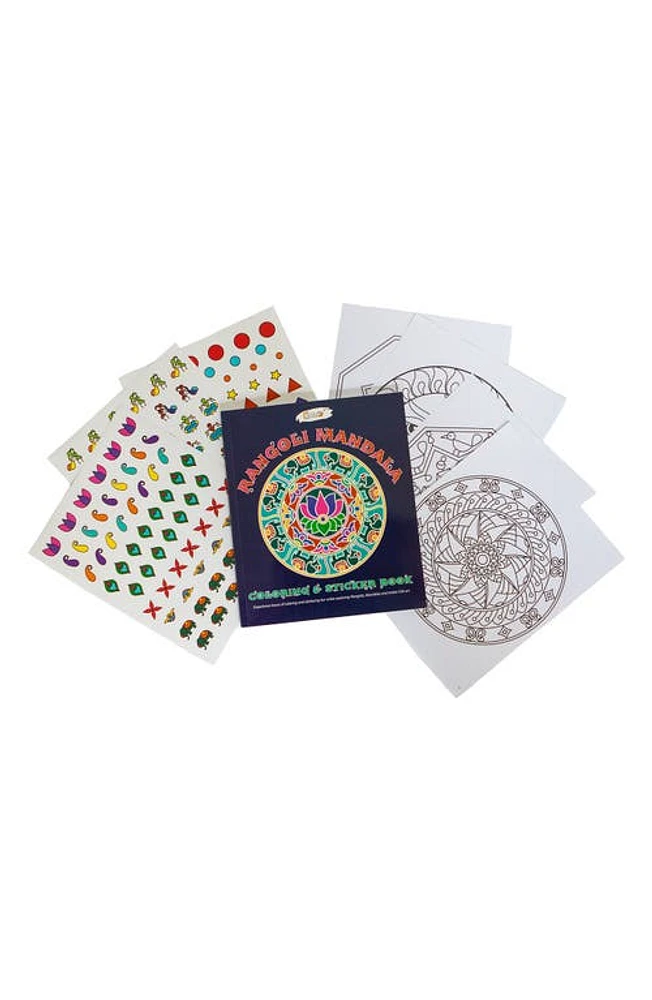 KULTURE KHAZANA Rangoli Mandala Circular 48-Piece Floor Puzzle & Coloring + Sticker Book Bundle in Multicolor at Nordstrom