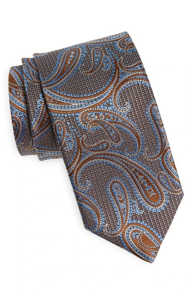 David Donahue Paisley Silk Tie in Cocoa at Nordstrom