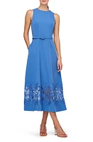 Kay Unger Vivianne Belted Midi Dress Spring Blue at Nordstrom,