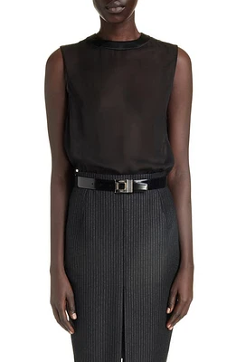 Saint Laurent Relaxed Fit Sleeveless Silk Top Noir at Nordstrom, Us