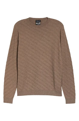 Giorgio Armani Textured Cotton, Cashmere & Silk Crewneck Sweater in Tan at Nordstrom, Size 40 Us