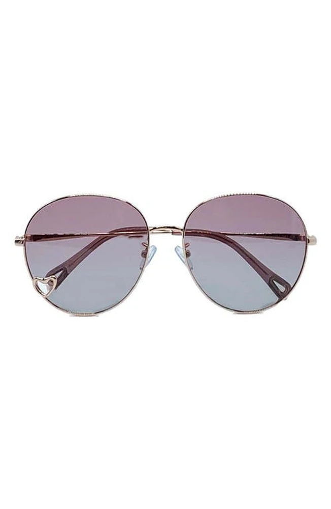 Bluestone Sunshields Love 53mm Polarized Round Sunglasses in Rose Gold /Pink at Nordstrom