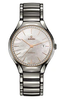 RADO True Diamond Ceramic Bracelet Watch, 40mm in Grey/Mop/Grey at Nordstrom