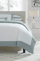 SFERRA Casida Duvet Cover in White/Seagreen at Nordstrom