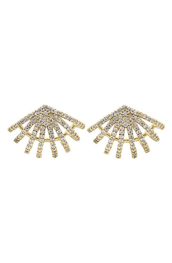 Panacea Cubic Zirconia Fan Stud Earrings in Gold at Nordstrom