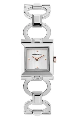 FERRAGAMO Double Gancini Square Bracelet Watch, 25mm in Stainless Steel at Nordstrom