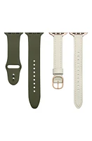 The Posh Tech Assorted 2-Pack Apple Watch Watchbands in White /Olive Green at Nordstrom, Size 38