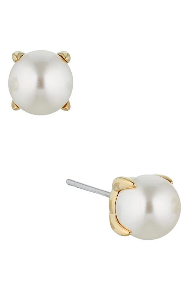 Nadri Dot Dot Dot Imitation Pearl Stud Earrings in Gold/Pearl at Nordstrom