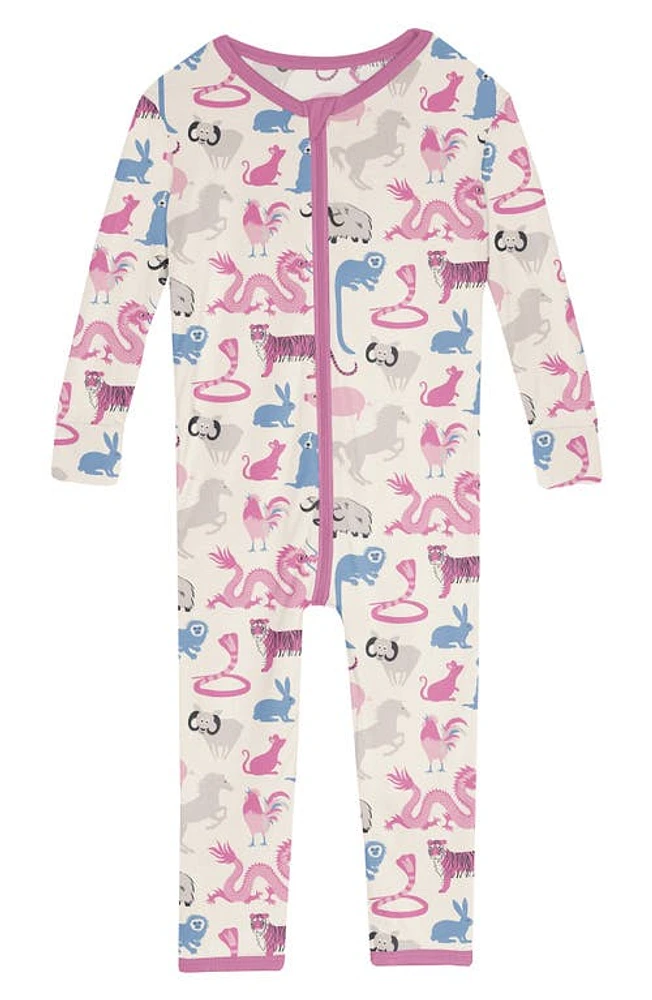 KicKee Pants Zodiac Print Convertible Fitted One-Piece Pajamas Chinese at Nordstrom, M