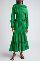 ORIRE Gale Smocked Long Sleeve Tiered Maxi Dress Green at Nordstrom, Us