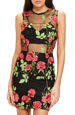 Missguided Embroidered Minidress in Black at Nordstrom, Size 10 Us