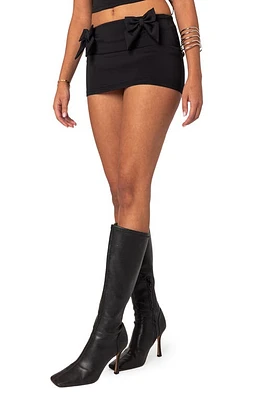 EDIKTED Gabriella Bow Miniskirt Black at Nordstrom,